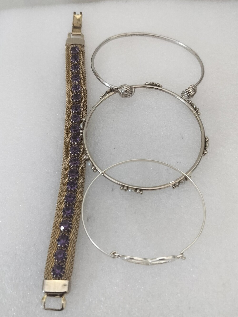 Lot For 4 Cuff Bracelet with Purple Crystal Accents - Picture 3 of 7